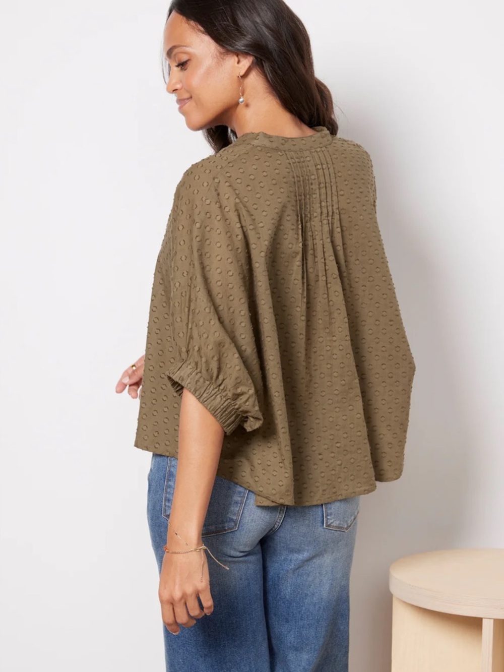 Emerson Fry Mandarin Collar Top in Moss - Picture 2 of 9